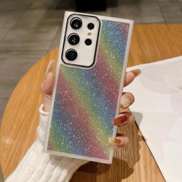 Imagem de Capa amortecedora macia de papel com glitter, para samsung galaxy s24 s23 s22 plus ultra s21 s20 fe a35 a54 a33 a73 a34 a05s a72 m53 m54, branca, para a34 5g