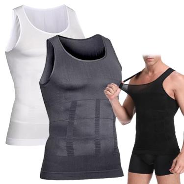 Imagem de POOULR Modelador corporal masculino, colete modelador corporal emagrecedor, camisa de compressão masculina, colete modelador corporal, 2 peças - B, M