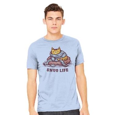 Imagem de TeeFury - Living The Snug Life - Camiseta masculina animal, gato, Azul marino, 4G