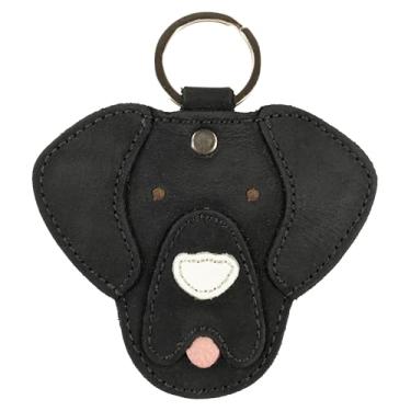 Imagem de Taco Dog, Chaveiro de bicho labrador cão feito à mão de couro de flor integral - chaveiro chaveiro bonito suporte de animal de estimação costurado pingente presente - preto carvão, Carvão preto, P