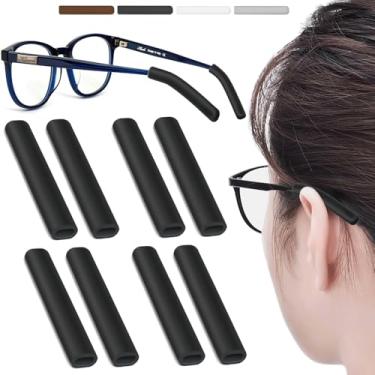 Imagem de 4 pares de almofadas de orelha de silicone para óculos, protetores de ouvido antiderrapantes, protetores de ouvido antiderrapantes, almofadas de orelha de óculos para dor, pontas de mangas de têmporas