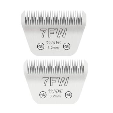 Imagem de 2 peças de lâminas largas 7FW para tosar cães compatíveis com Andis, Oster A5, Wahl km10 cortadores de cachorro, tamanho #7FW, comprimento de corte de 1/8 polegada (3,2 mm) (2 peças #7FW)
