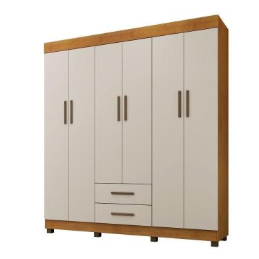 Imagem de Roupeiro Copacabana New 6 Portas 2 Gavetas Benetil Cinamomo/Off White