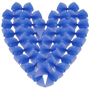 Imagem de Micomon 50 peças mini laços de fita transparente de 3,5 cm para artesanato, laços de fita de organza azul, apliques para chá de bebê, scrap-book (azul), MCN-OZB-009-azul