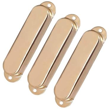 Imagem de 3 peças capas de captador de bobina única de latão fechado para peça de guitarra elétrica Fender Strat Squier (ouro)