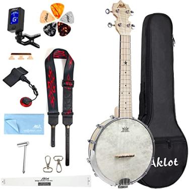 Imagem de Banjo Ukulele, AKLOT Concert 58,4 cm Remo Drumhead Open Back Maple Body 15:1 Avançado Sintonizador com Vareta Bidirecional Gig Bag Tuner String Strap Picks