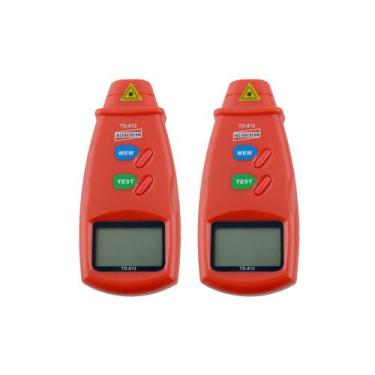 Imagem de Kit 2 Tacômetro Digital Óptico Mira Laser Faixa 2,5 a 99999 Rpm Mediçã