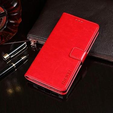 Imagem de NEKOYA Capa compatível com Nubia Red Magic 5G, capa carteira flip de couro com compartimento para cartão, suporte e fecho magnético, capa para Nubia Red Magic 5G