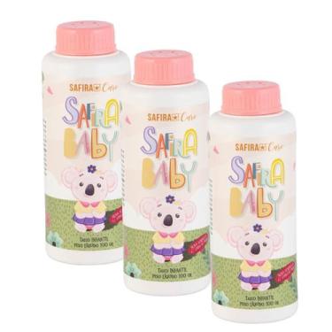 Imagem de Kit 3 Talcos Infantil Perfumado 100g Pele Macia Safira Baby - SAFIRA C