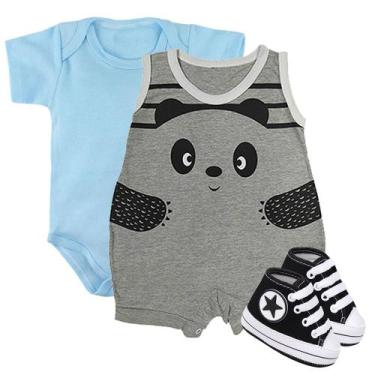Imagem de Kit 3 Peças Roupa De Bebê Verão Body Sapatinho E Macaquinho - Koala Ba