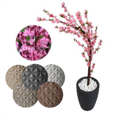 Imagem de Cerejeira Artificial Rosa Bebê De Galho Curvo Vaso Decoração - Flor de