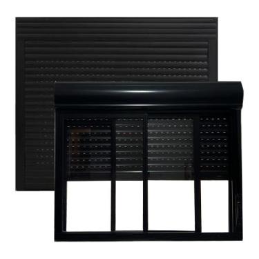 Imagem de Janela De Aluminio Com Persiana Preto Manual Integrada 120x120cm - Alu