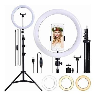 Imagem de Ring Light Iluminador 36cm 14 Polegadas+tripé 2m - Tomate