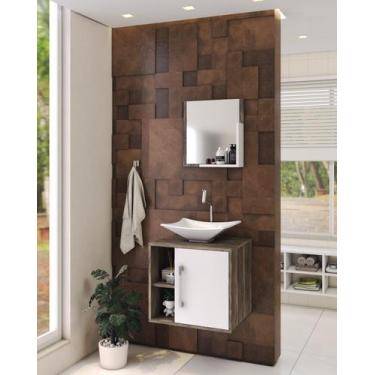 Imagem de Gabinete P/Banheiro C/cuba L38 e Espelheira Soft 50cm - Compace, Carva