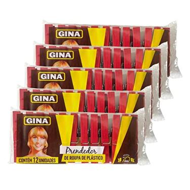 Imagem de Prendedores de madeira Gina para roupas tecidos varal lençol decoração artesanato 60 unidades (Vermelho)