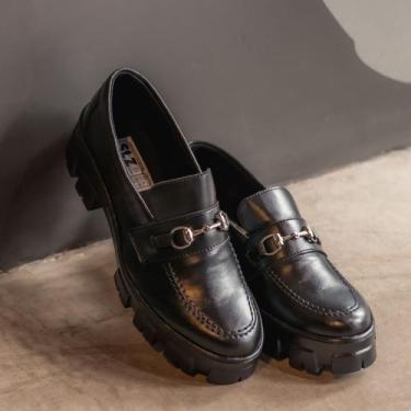 Imagem de Sapato Feminino Mocassim Oxford Casual Tratorado Plataforma Blogueira 