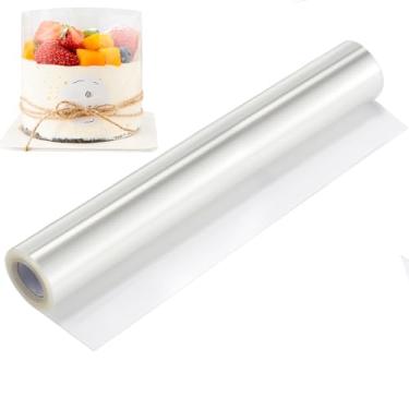 Imagem de DOCMON Folhas de acetato de cozimento, colar de bolo de 30,5 x 904 cm para assar, colares de bolo de acetato transparentes, rolos grandes de acetato para bolo, mousse de chocolate, sobremesa