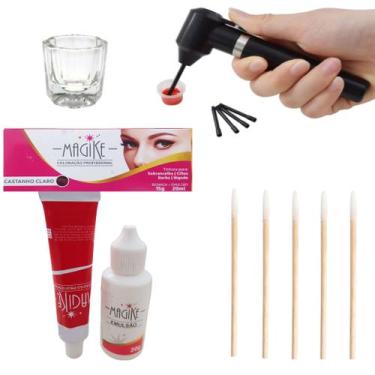 Imagem de Kit Tintura Sobrancelha Magike Emulsao 20ML Profissional Com Mixer Mis