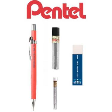 Imagem de Lapiseira Pentel Sharp 0,5mm Salmão + Grafite + Borrachas