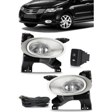 Imagem de Kit Farol De Milha Honda City 2009 2010 2011 - Moldura Aro Cromo - Sun