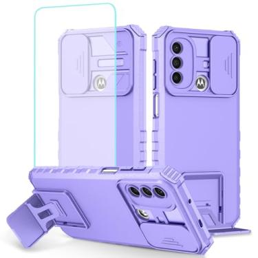 Imagem de Tothedu Capa para Moto E20, Capa para Moto E30/Motorola E40 XT2155 com protetor de tela de vidro temperado e capa de câmera deslizante, capa protetora de telefone resistente com suporte para Motorola