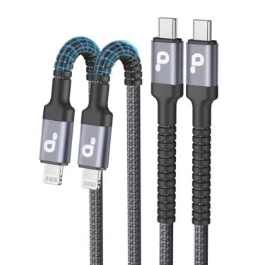 Imagem de PRAKIE Carregador Rápido Longo para Iphone, Certificado Apple Mfi] 2Pacote 10 Pés Usb C para Cabo Lightning Tipo C Iphone Cabo de Carregamento Rápido Compatível com I