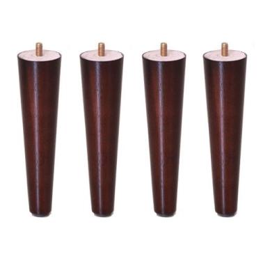 Imagem de Kit 4 Pés Palito 17cm de Madeira para Móveis, acompanha Suporte de Fix
