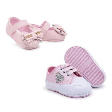 Imagem de Kit Tênis Feminino + Sapatinho Bebê Infantil Menina Kids - Skalvin, Sa
