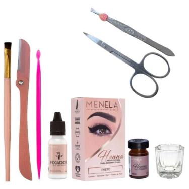 Imagem de Henna Sobrancelha Menela Profissional Com Kit De Designer Pincel Naval