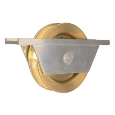 Imagem de Roldana portao 75mm latao em "u" meia cana cavalete aluminio - VCB