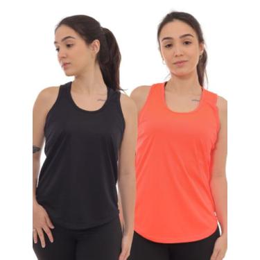 Imagem de Kit 2 Peças - Camiseta Regata Feminina Dry Fit Estampada Poliester Aca