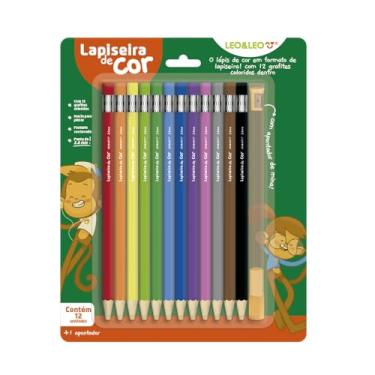 Imagem de LAPISEIRA DE COR/GRAFITE COLORIDO 2.6 - BLISTER C/ 12 CORES + APONTADOR LEO&LEO