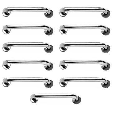 Imagem de Barra de Apoio Aço Inox 40cm Kit 11 Unidades Idoso Cadeirante Deficiente Banheiro Box Corrimao Segurança Acessibilidade Suporte