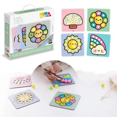 Imagem de Pega pompom jogo das cores bolinhas montessori com pinça - BABEBI