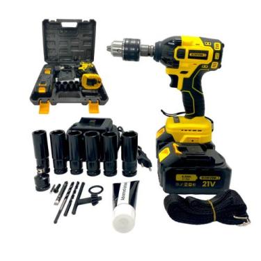 Imagem de Parafusadeira de Impacto Furadeira Sem Fio Recarregável 21v Maleta Soq