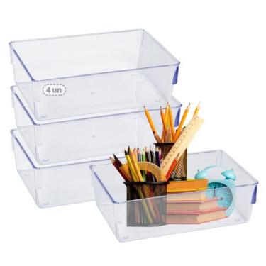 Imagem de Kit 4 Organizador Multiuso Modular Gaveta Acrílico Cristal Armário - P