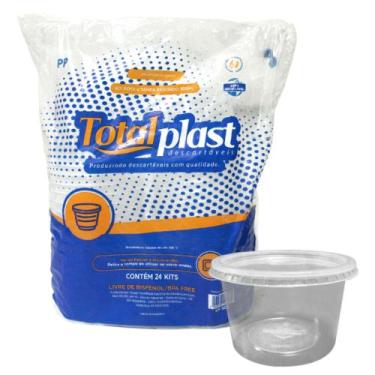 Imagem de Kit pote e tampa redondo 250ml totalplast c/24 unidades freezer e micr