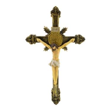 Imagem de Crucifixo De Parede Imagem Jesus Na Cruz Resina 26.5cm - Taimes