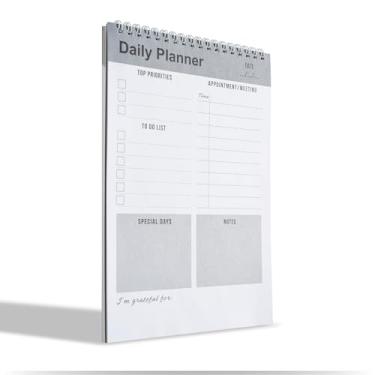 Imagem de Caderno planejador diário, bloco de notas para fazer lista, caderno espiral, sem data - 52 folhas - 16,5 cm x 24,9 cm lista de verificação, cadernos para trabalho, bloco de notas organizador pessoal,