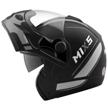 Imagem de Capacete Moto Mixs Captiva Route Articulado Escamoteável Robocop Com Viseira Interna Fumê Cinza Fosco 58