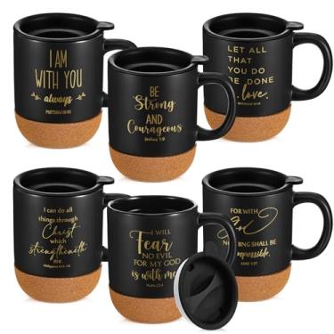 Imagem de FillTouch 6 peças presentes de agradecimento de pastor canecas cristãs a granel 425 g caneca religiosa fundo de cortiça canecas de café com versículos bíblicos presentes inspiradores para mulheres