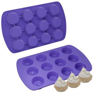 Imagem de Bakerpan Frigideira de silicone antiaderente, mini forma de cupcake, moldes de silicone para mini muffin, 12 cavidades - Conjunto de 2