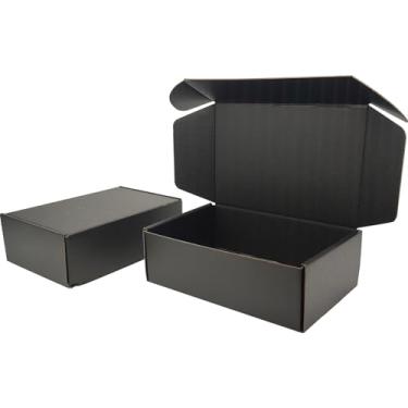 Imagem de Lmuze pequenas caixas de transporte pretas para pequenas empresas pacote de caixas de papelão ondulado de 25-9x6x3 polegadas para envio de embalagens presentes artesanais dando produtos