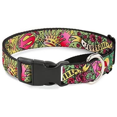 Imagem de Buckle-Down Coleira de cachorro Martingale Supergirl Tattoo Scene 40 a 58 cm 1,5 cm de largura