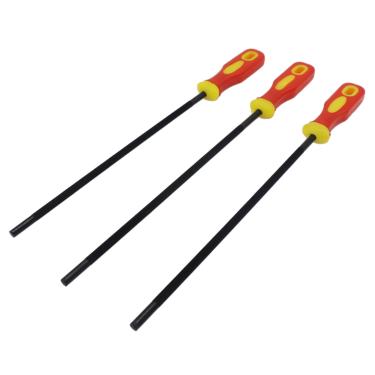 Imagem de Joyangy Pacote com 3 lixas de afiação de corrente de motosserra de 7/32 polegadas (5,5 mm), conjunto de arquivos de afiador de motosserra redonda com alças de plástico, aço carbono para afiar