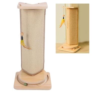 Imagem de Arranhador de gato de parede de canto, arranhador de gato em pé com provocador de gato, protetor de parede vertical antiarranhões para gatos, economia de espaço