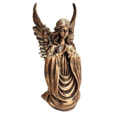 Imagem de Estatueta Anjo Protetor De Resina Cor Dourado Premium - Decore Casa