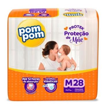 Imagem de Fralda Pom Pom Protek Proteção de Mãe Jumbo - Tamanho M - 28 Unidades 