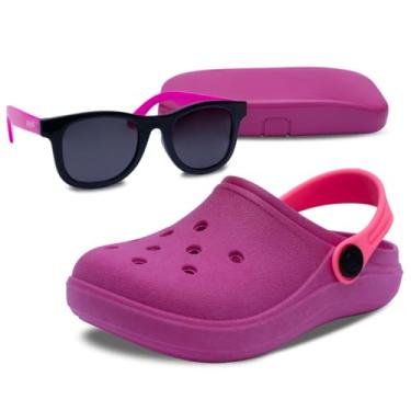 Imagem de Kit Oculos de Sol E Babuche Sandalia Chinelo Moda Infantil Menina Menino Leve Macio K30 (Rosa Pink, BR, Criança de 1 a 3 anos, Numérico, 22)