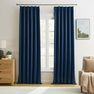 Imagem de Cortinas plissadas blecaute azul marinho para sala de estar, cortina estética para quarto de quarto, 203 cm de comprimento, elegante, decoração moderna, cortinas amortecedoras de som para meninos 102